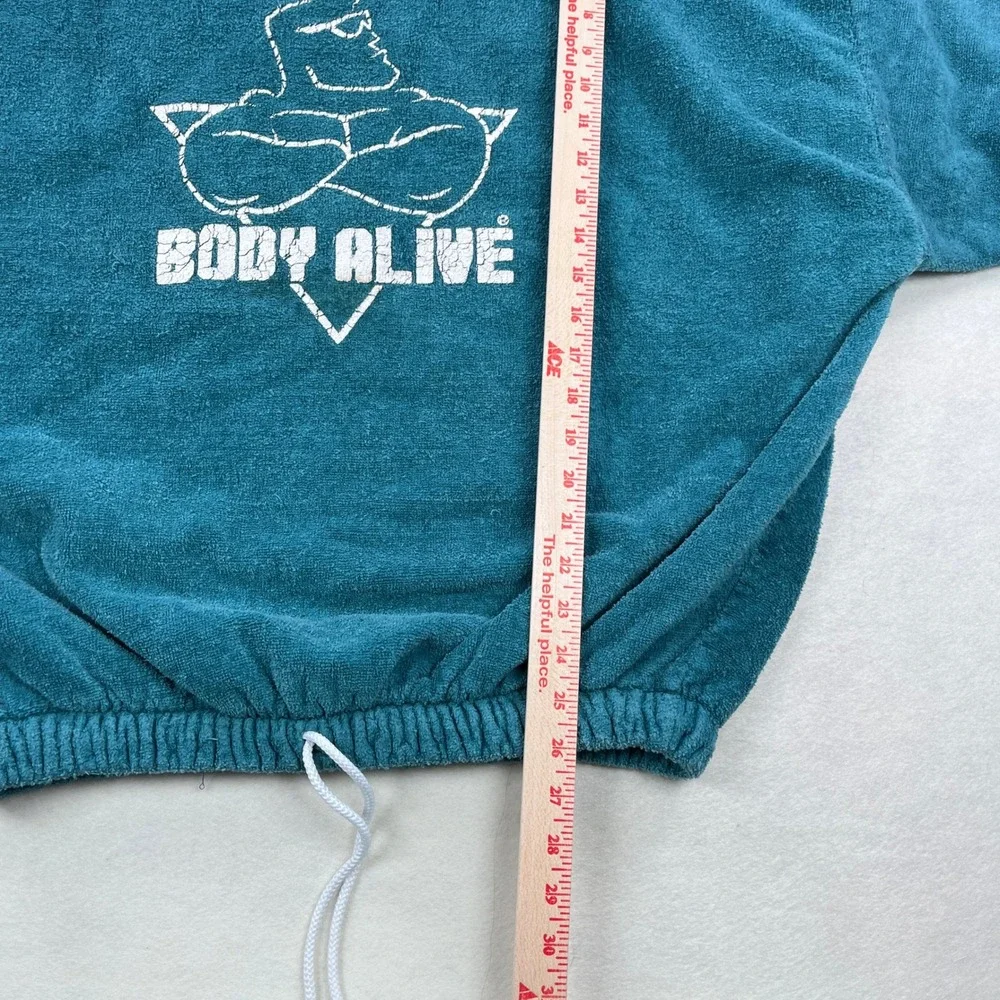 Vintage Body Alive Terry Cloth Gym Top XL Teal Blue Made in USA Bodybuilding 80s - Picture 10 of 10